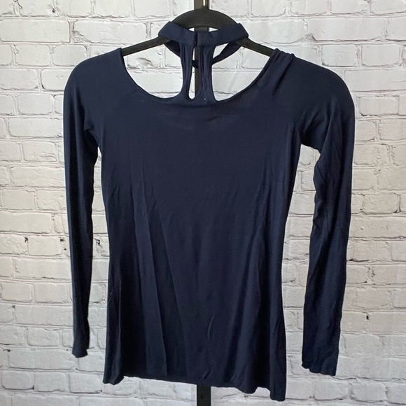 Bailey 44 Navy Blue High Neck Long Sleeve Top Size XS - Picture 2 of 4